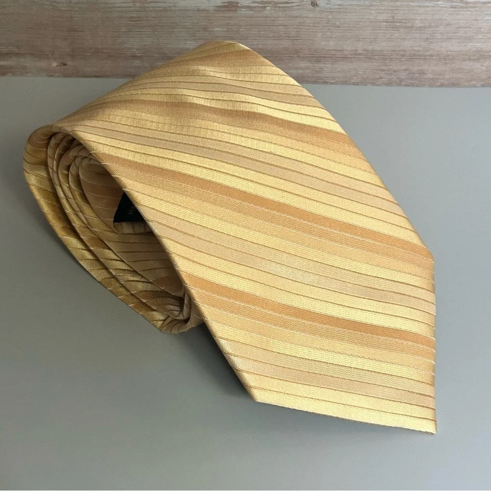 Perry Ellis Silk Gold Striped 59.5” Tie